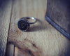 Black glass button ring