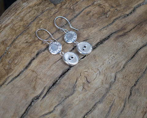 English make drop earrings with button